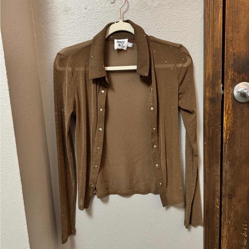 Princess Polly Light Brown Sheer Blouse